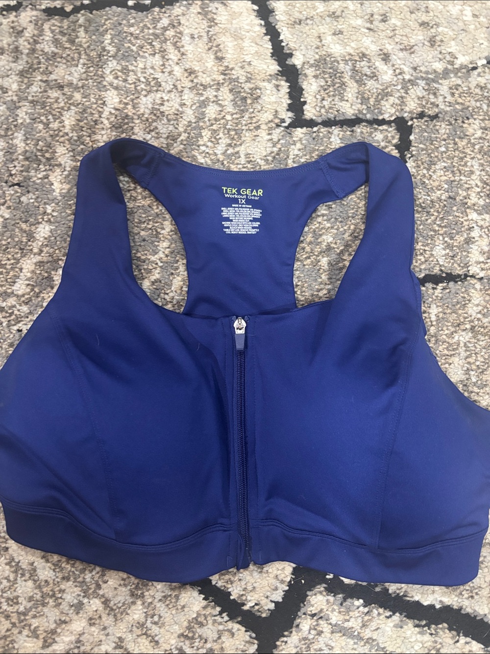 tek gear Front-Zip Racerback Sports Bra in Royal Blue